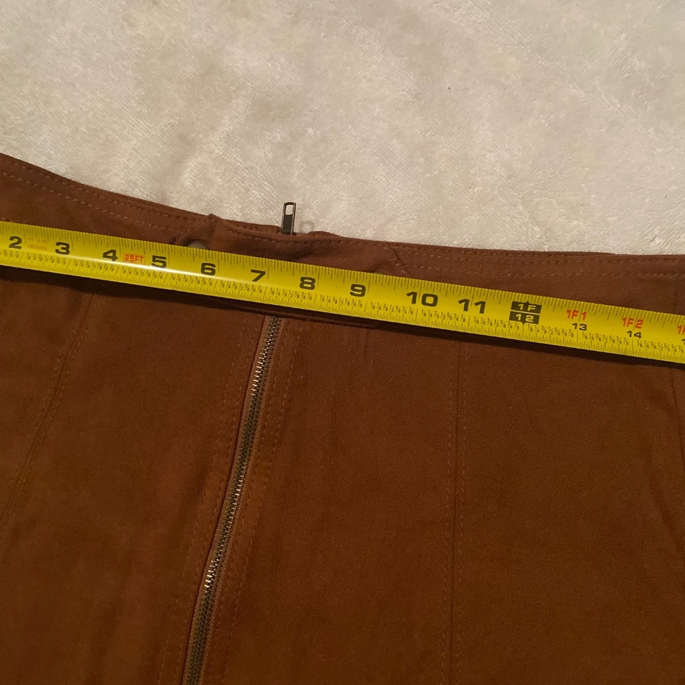 Faux Suede Full Zipper Panel Stretch Mini Skirt - Picture 4 of 7